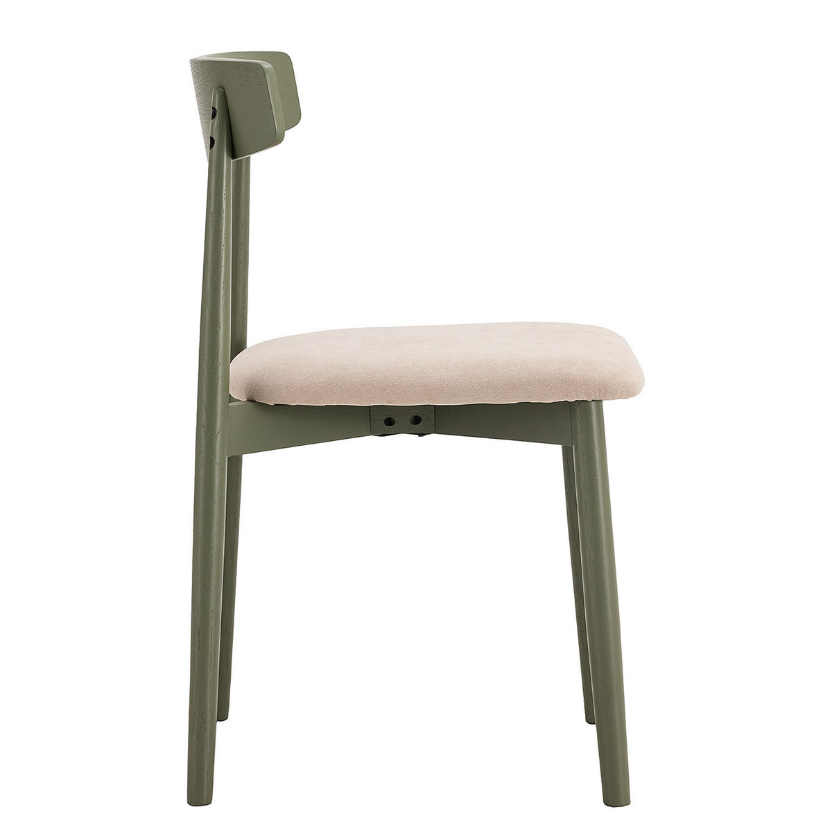 ESSZIMMERSTUHL - Eiche massiv / Webstoff, 2er-Set - Beige/Olivgrün, Holz (47/78/51cm) - home24