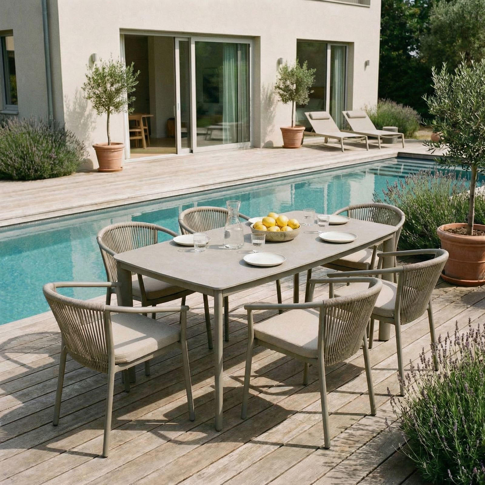 GARTENMÖBEL SET TAVALO - Champagner, Textil/Metall - IDIMEX