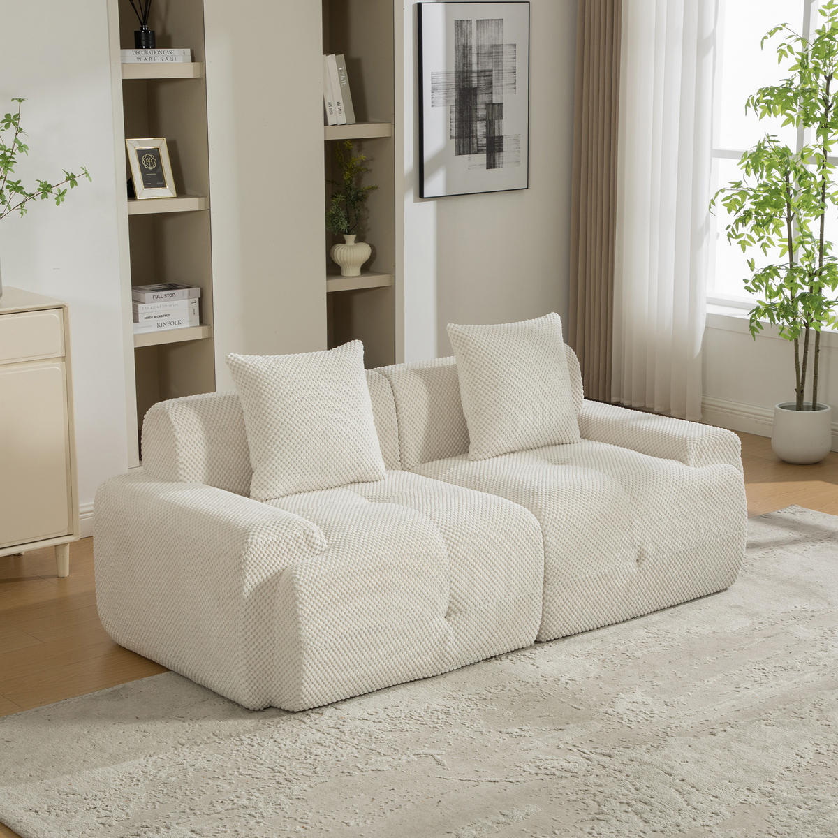 2-SITZER-SOFA DE-35102 mit Chenille-Bezug Beige - Beige, Textil (89/75/190cm) - ComfortXL