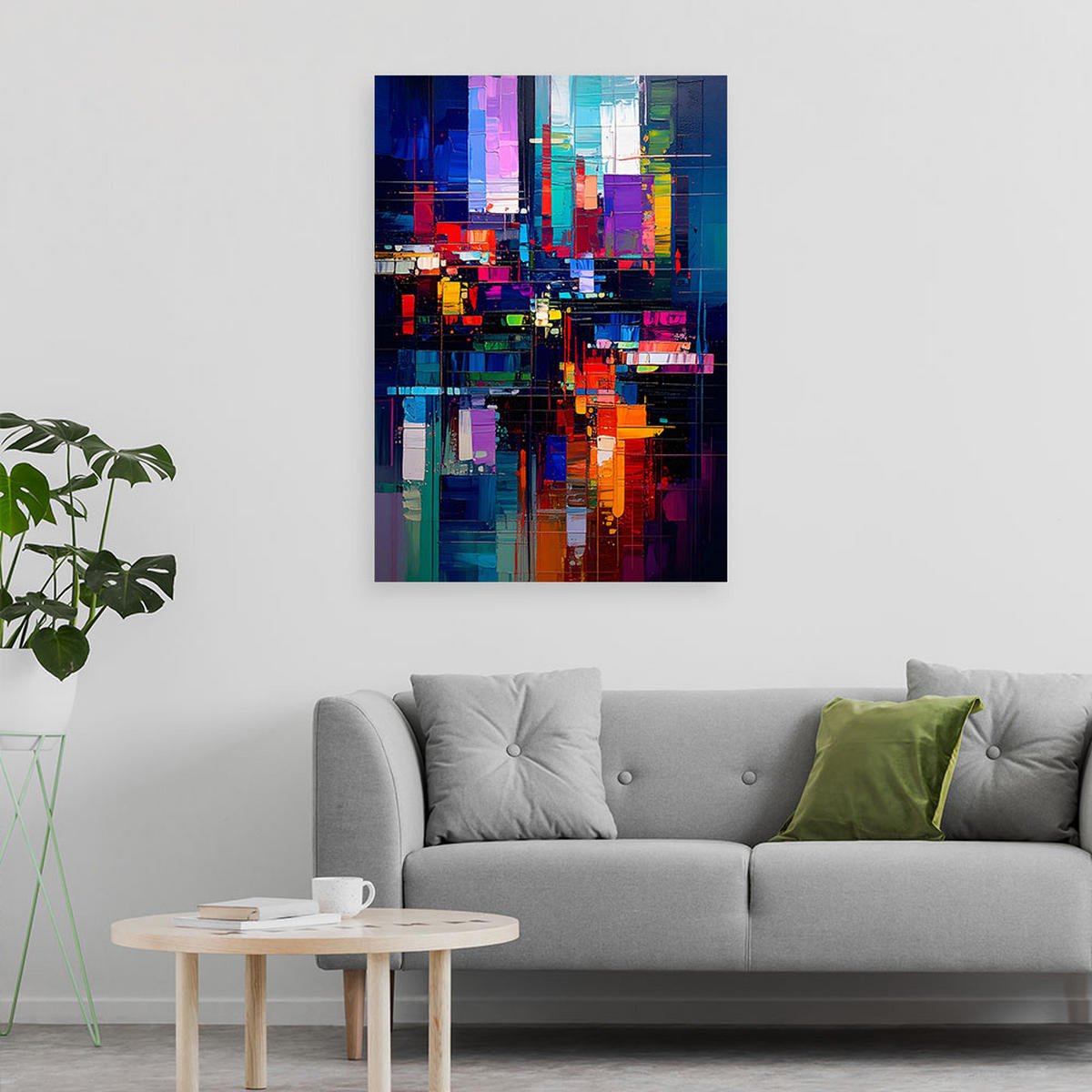 LEINWANDBILD Abstrakt Bunte Farbeffekte 80x120cm - Multicolor, Textil (80/120cm) - Feeby