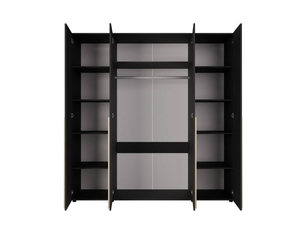 DREHTÜRENSCHRANK Arni Schwarz Matt - 11 Fächer - 200x206x60 cm - Schwarz, Holzwerkstoff (200/206/60cm) - Ravio