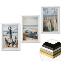WANDBILDER 3er-Set - 40x60 cm Weißer Rahmen - Anker, Boot, Ruder, Strand - Weiß, Kunststoff (40/60cm) - ArtPrintCave