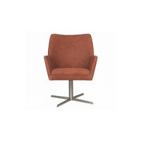 DREHSTUHL JELIA Braun Leder - Silberfarben/Braun, Leder (66/88/67cm) - KAWOLA