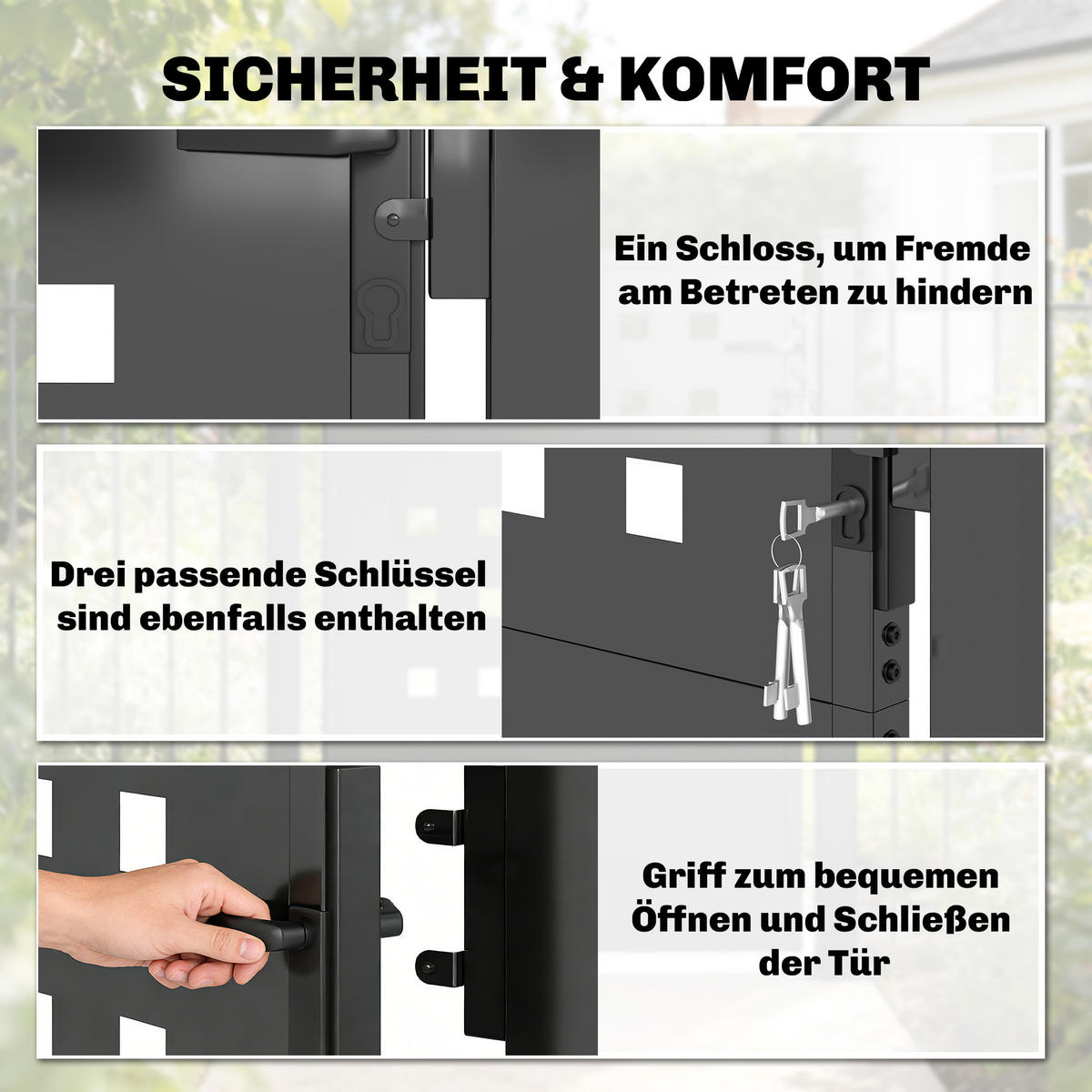 GARTENTOR Verzinkter Stahl Dunkelgrau - Dunkelgrau, Metall (4/130cm) - Outsunny