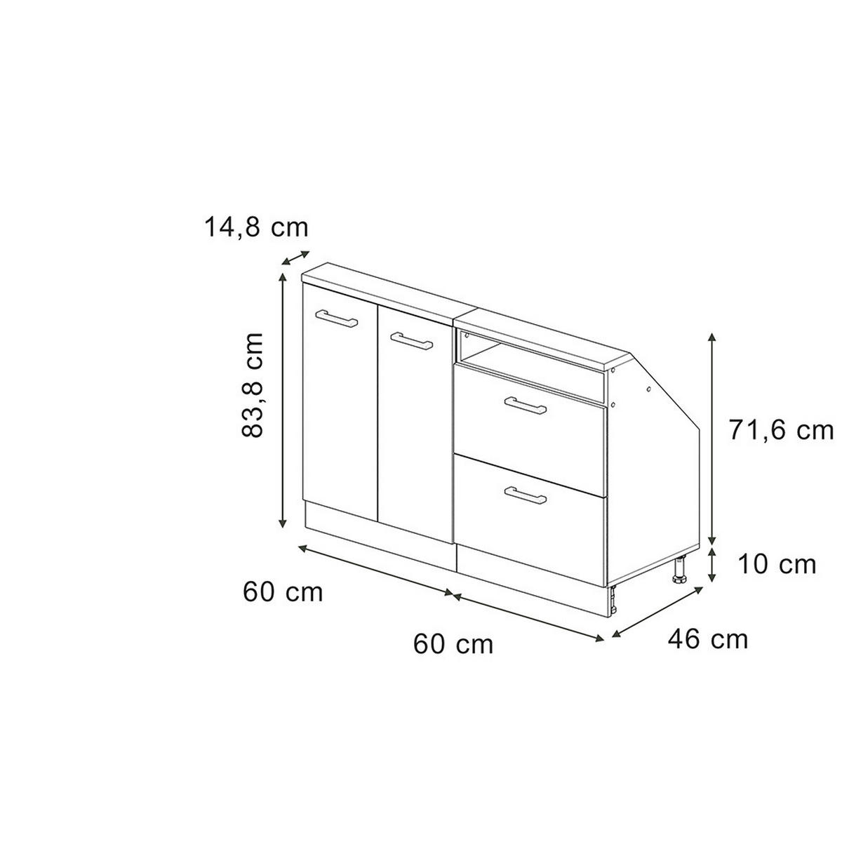 KUCHYNSKÁ SKRIŇA PRE ŠIKMÉ STRECHY R-Line Čierny vysoký lesk 120 cm Súprava 2 - biela/čierna s vysokým leskom, kompozitné drevo (120/83.8/46cm) - Vicco
