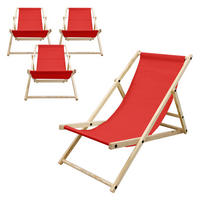 STRANDLIEGE 4er Set Rot - Rot, Holz (57.5/83/100cm) - ECD-Germany