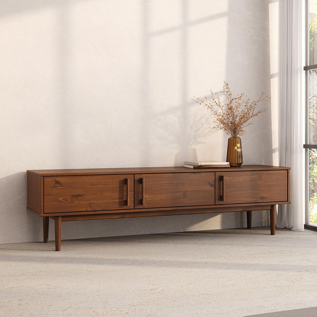 LOWBOARD TECCA - Kastanienfarben, Holz (180/48/41cm) - IDIMEX