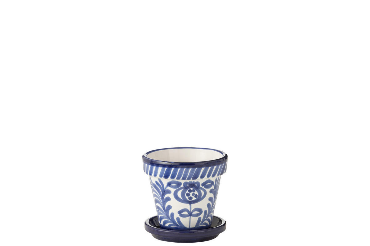 BLUMENTOPF GRANADA PATTERN - Töpferei - Blau - S - Ø 21 cm - Multicolor, Keramik (21/19cm) - J-Line
