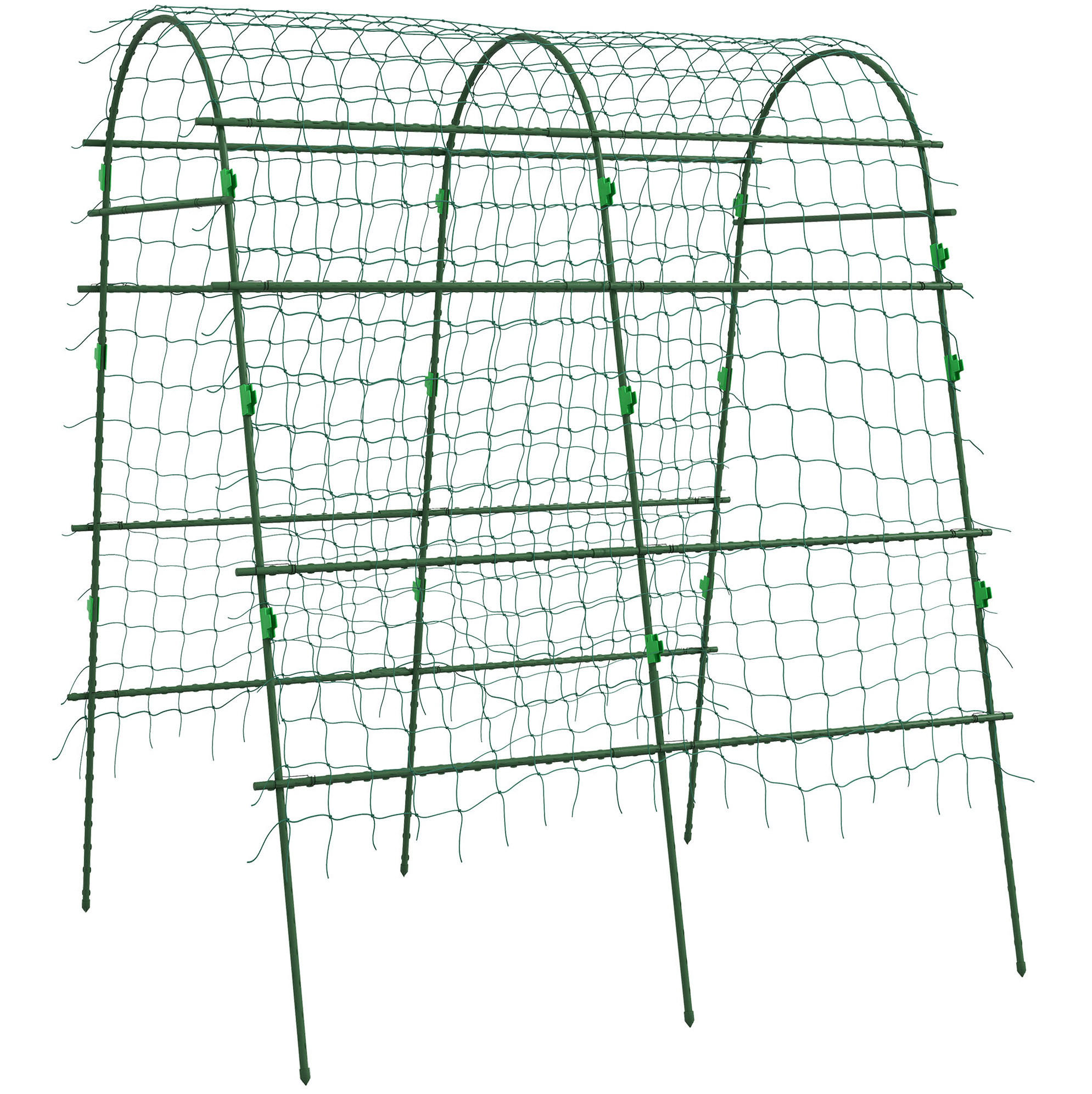 VRTNA opora za vzpenjavke iz jekla 144x167x206 cm zelena nastavljiva z zaščitno mrežo in lokasto zasnovo - zelena, kovina (144/206/167cm) - Modfu