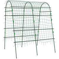 VRTNA opora za vzpenjavke iz jekla 144x167x206 cm zelena nastavljiva z zaščitno mrežo in lokasto zasnovo - zelena, kovina (144/206/167cm) - Modfu