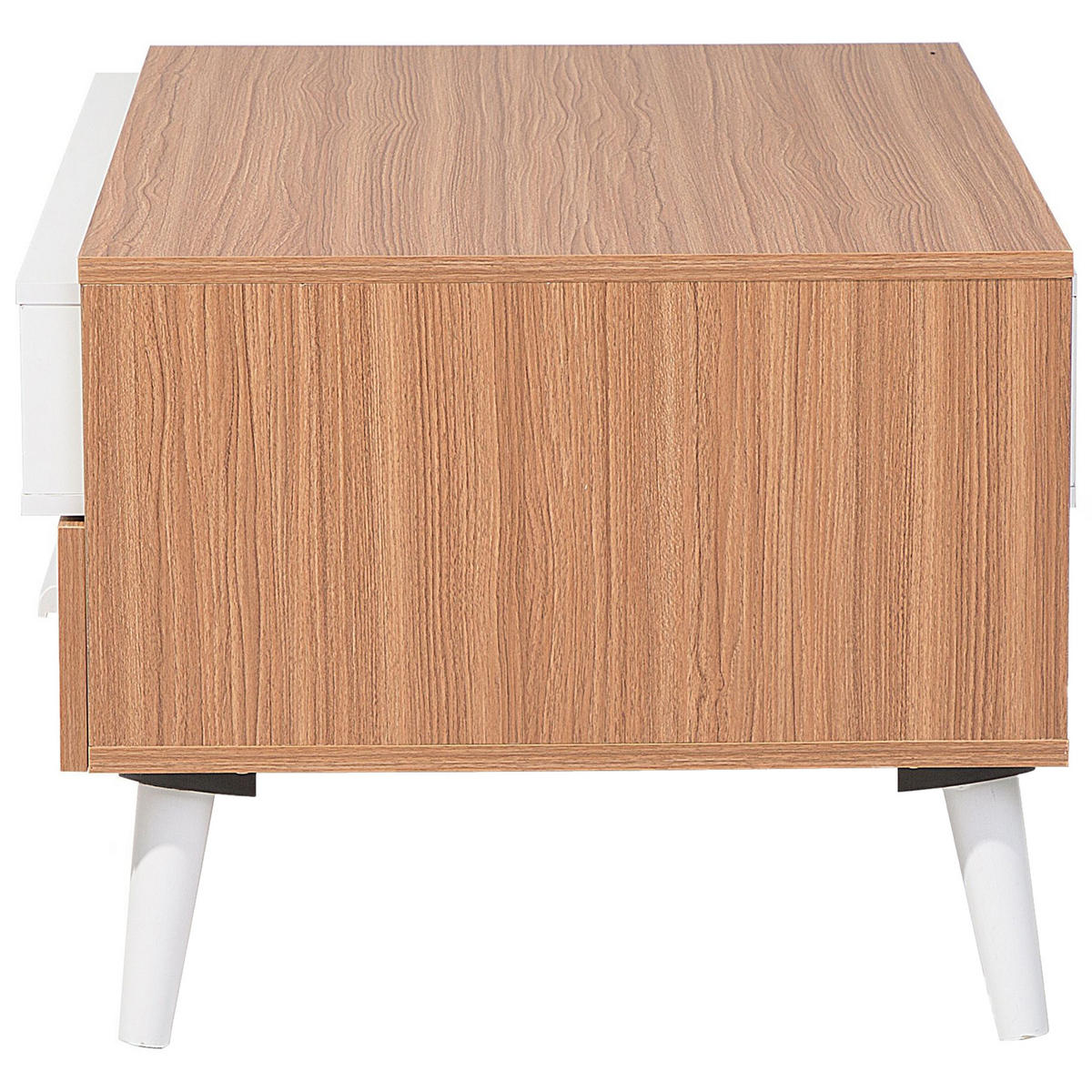 COUCHTISCH heller Holzfarbton/weiß rechteckig Alloa - Hellbraun/Weiß, Holzwerkstoff (60/100/45cm) - Beliani