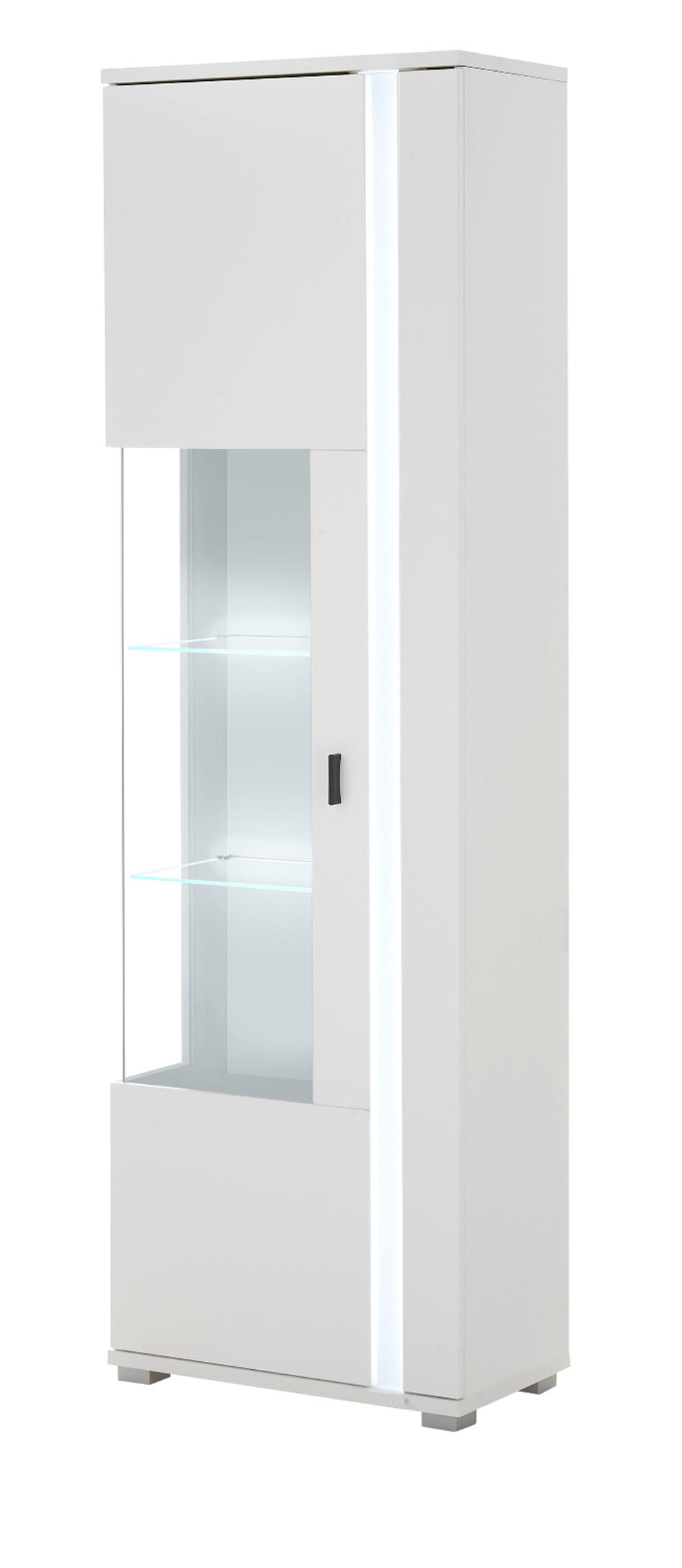 VITRINE weiß matt, Vitrinenschrank inklusive Frontbeleuchtung 55 x 200 cm - Weiß, Holzwerkstoff (55/200/35cm) - Furn.Design