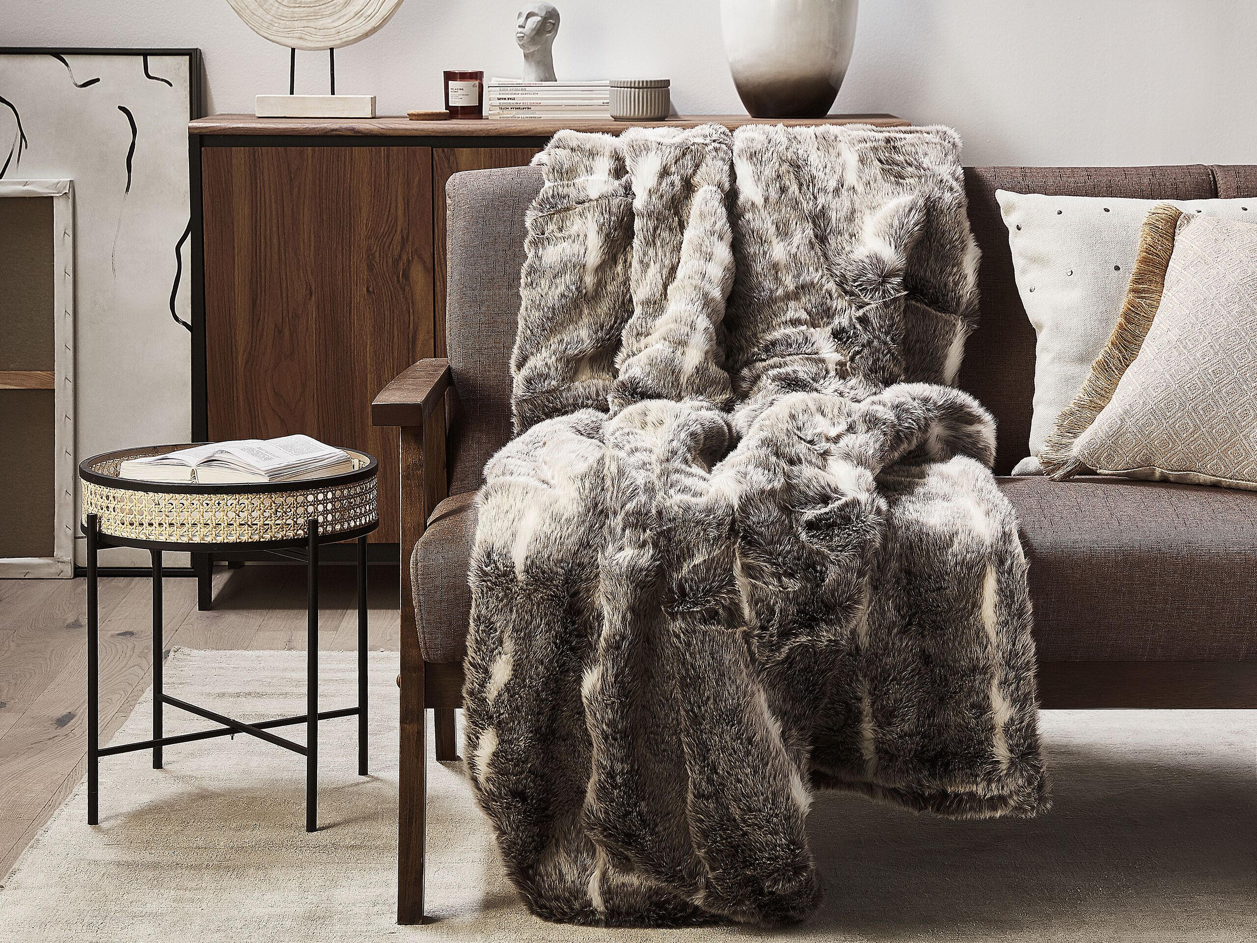 DECKE Dunkelbraun Taddart 150/200 cm - Dunkelbraun, Textil (150/200cm) - Beliani