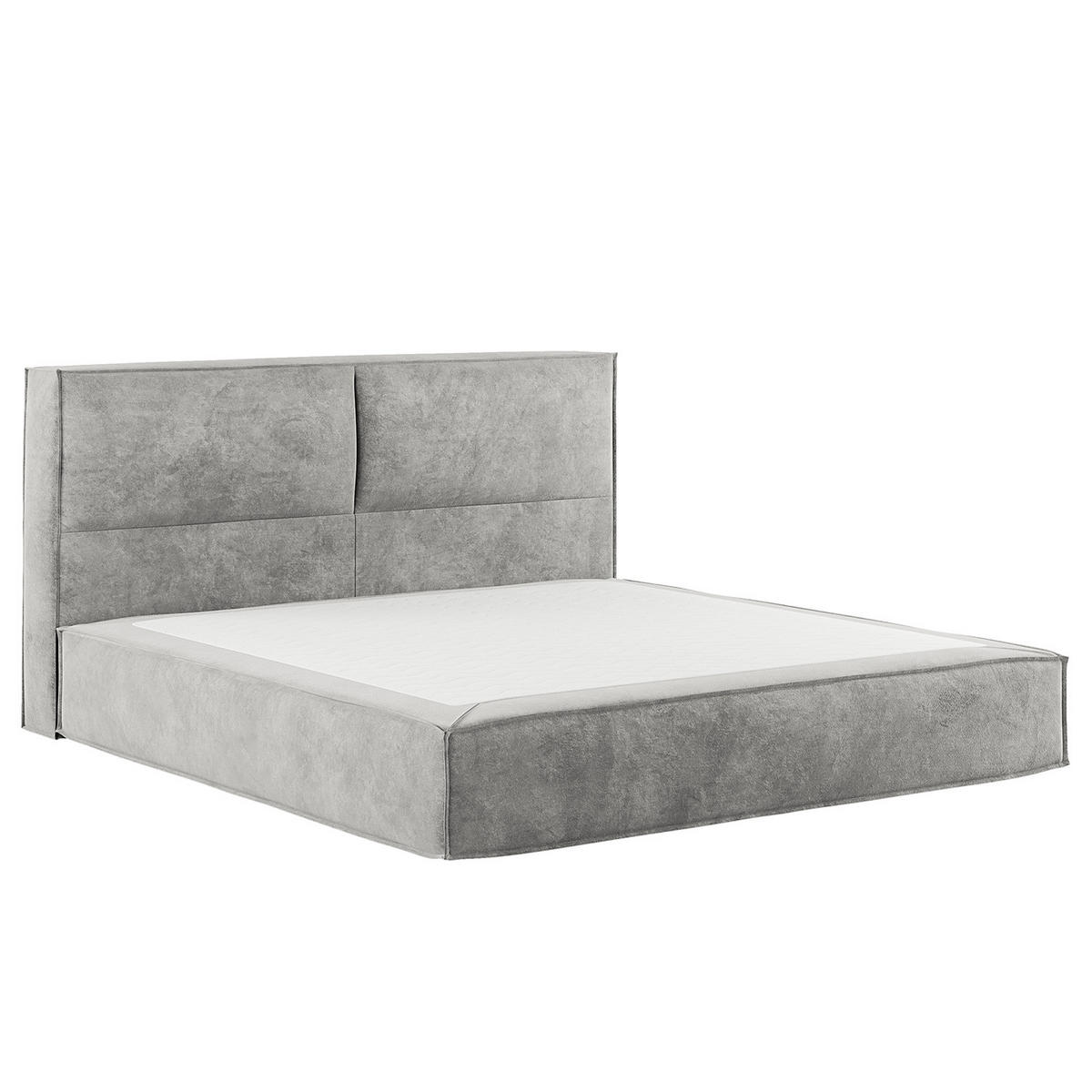 BOXSPRINGBETT mit Kopfteil - Premium - Hellgrau, Textil (180/200cm) - home24