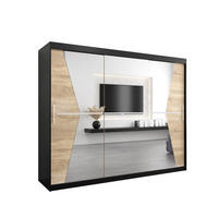 SCHWEBETÜRENSCHRANK 200/250/62 3-türig - Silberfarben/Schwarz, Holz/Kunststoff (250/200/62cm) - Abiks Möbel