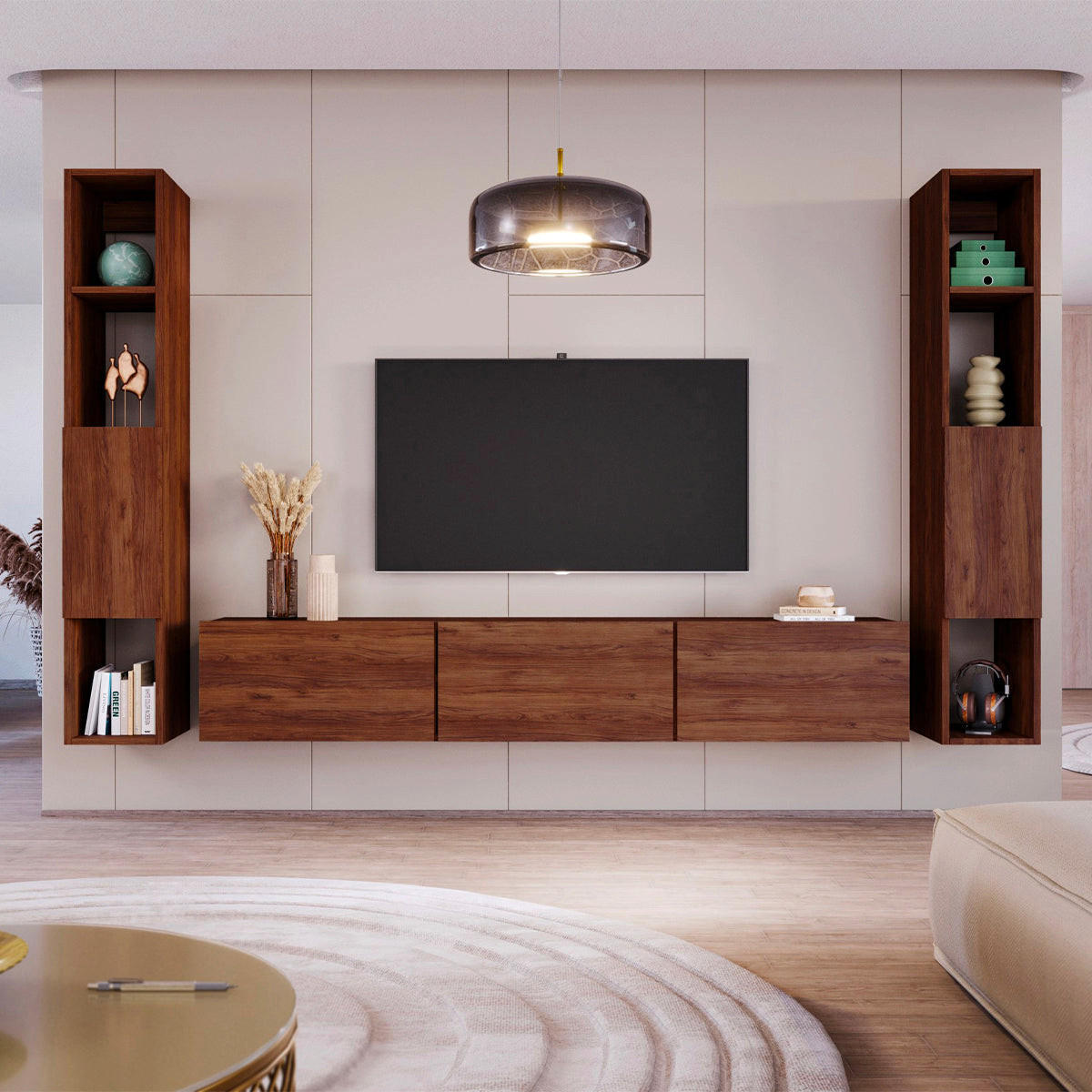 TV STOLEK Idao Tmavé dřevo - hnědá, kompozitní dřevo (160/35/29.6cm) - Petits-meubles