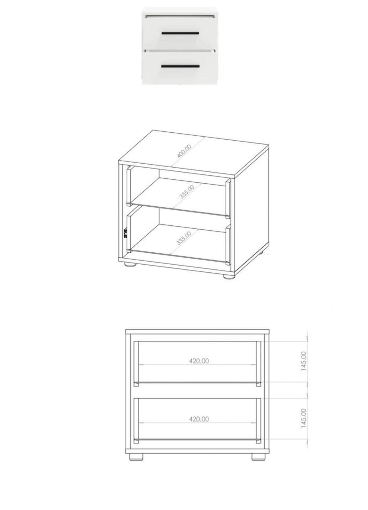 NACHTTISCH Schwarz Matt - Modena - Schwarz, Holzwerkstoff (51/47/40cm) - Ravio
