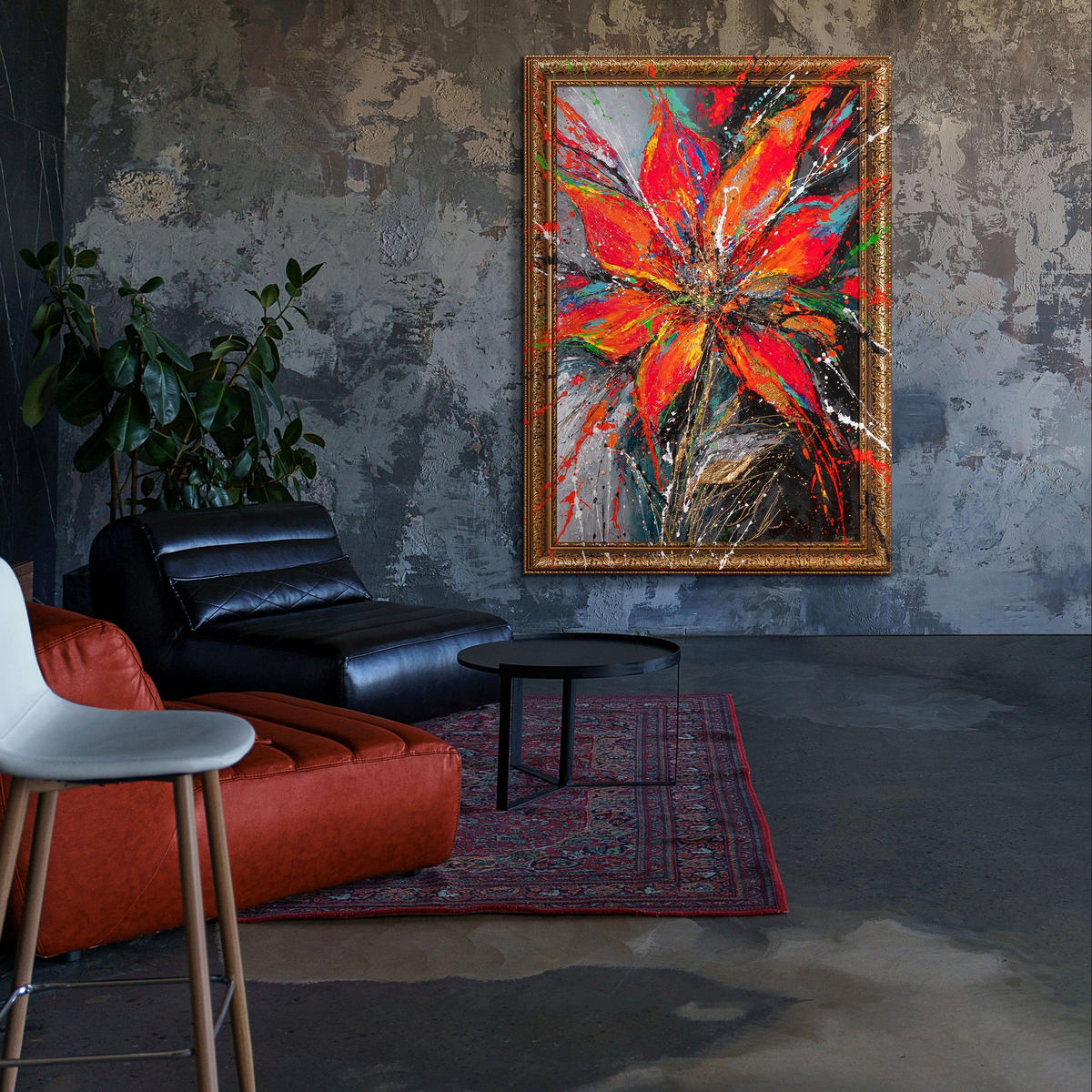 GEMÄLDE Kraft der Blüte Schattenfugenrahmen Gold 120x80 cm - Goldfarben, Holz (120/80cm) - YS-art gallery
