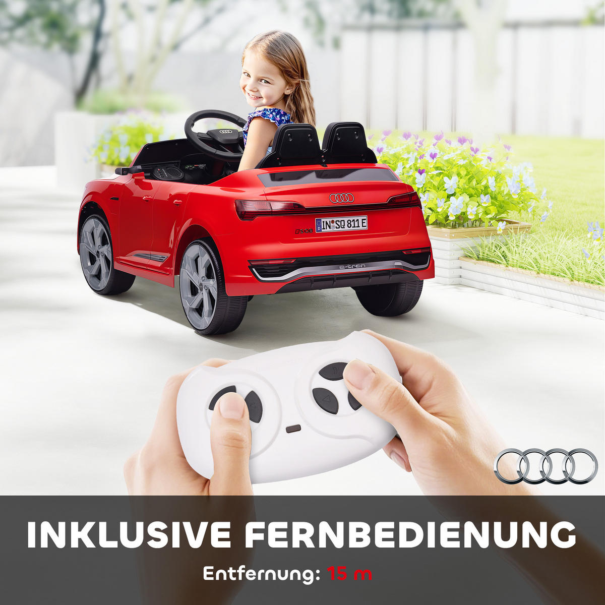 EELEKTRO-KINDERAUTO DE-06281 Audi Q8 lizenziert mit Fernsteuerung Rot - Rot, Kunststoff/Metall (98/49.5/43cm) - ComfortXL