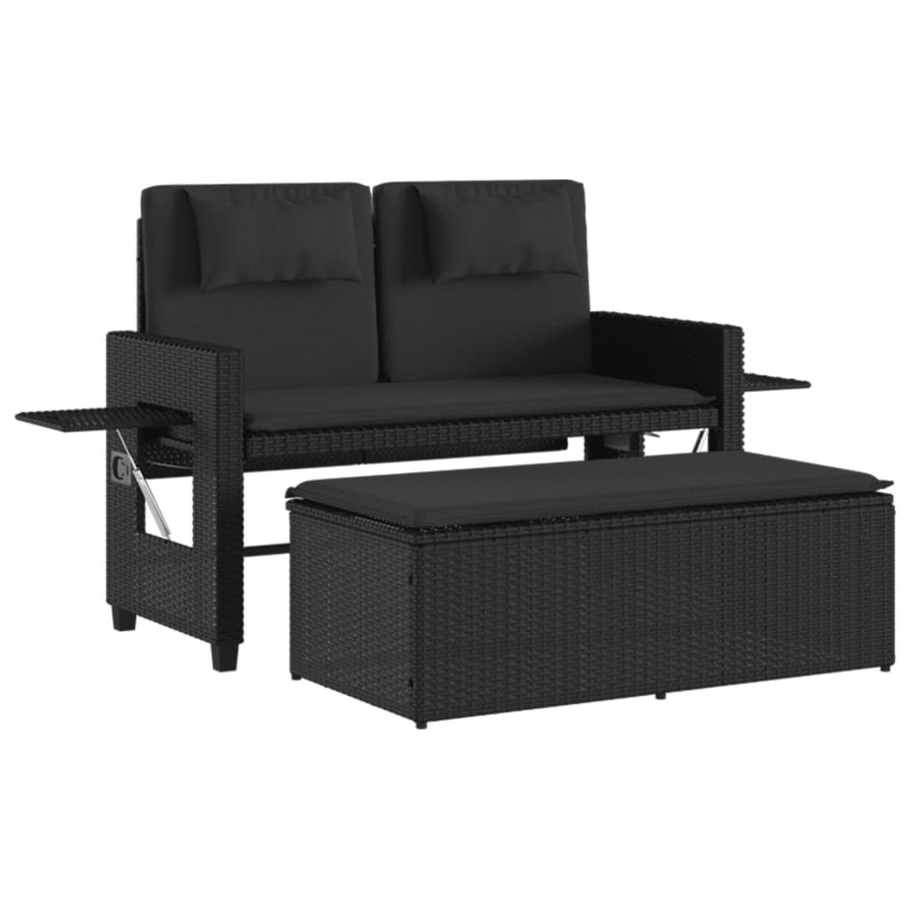furnicato Gartenbank Schwarz 122x83x58 cm