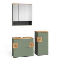 BADMÖBEL-SET Eden Grün/Artisan 3 Teile - Hellgrau/Grün, Holzwerkstoff (70/64.5/37cm) - Vicco