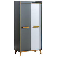 DREHTÜRENSCHRANK FIABA 90/195,2/55cm 2-türig Anthrazit - Anthrazit, Holzwerkstoff (90/195.2/55cm) - MASSENO