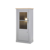 VITRINE C14 Light Gray & Artisan Eiche 68x142x37 cm - Grau, Holzwerkstoff (68/142/37cm) - Livojo