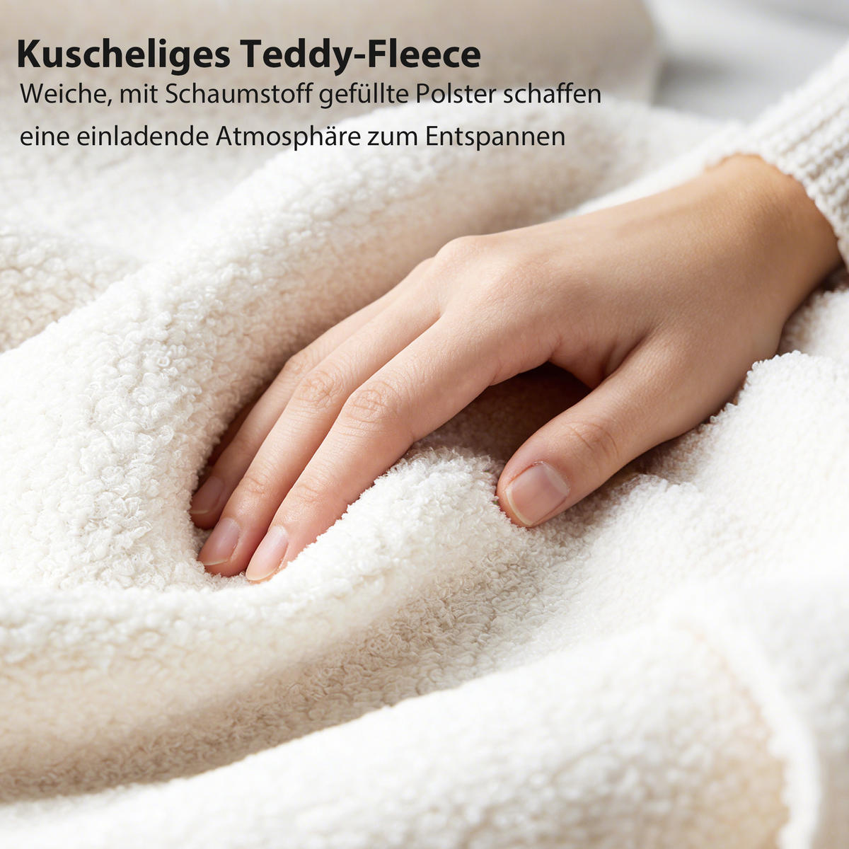 BETTGESTELL mit Teddy-Fleece 205/151/117 cm Weiß - Weiß, Metall - HOMCOM