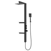 DUSCHPANEEL Avalon Schwarz Aluminium mit Mischbatterie - 145 x 3 cm - Schwarz, Holz (3/140/10cm) - Badplaats