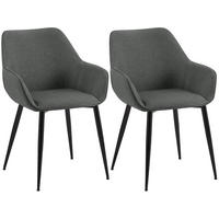 ARMLEHNENSTUHL 2er Set Stoff Dunkelgrau - Dunkelgrau/Schwarz, Textil/Metall (52/82/63cm) - CLP