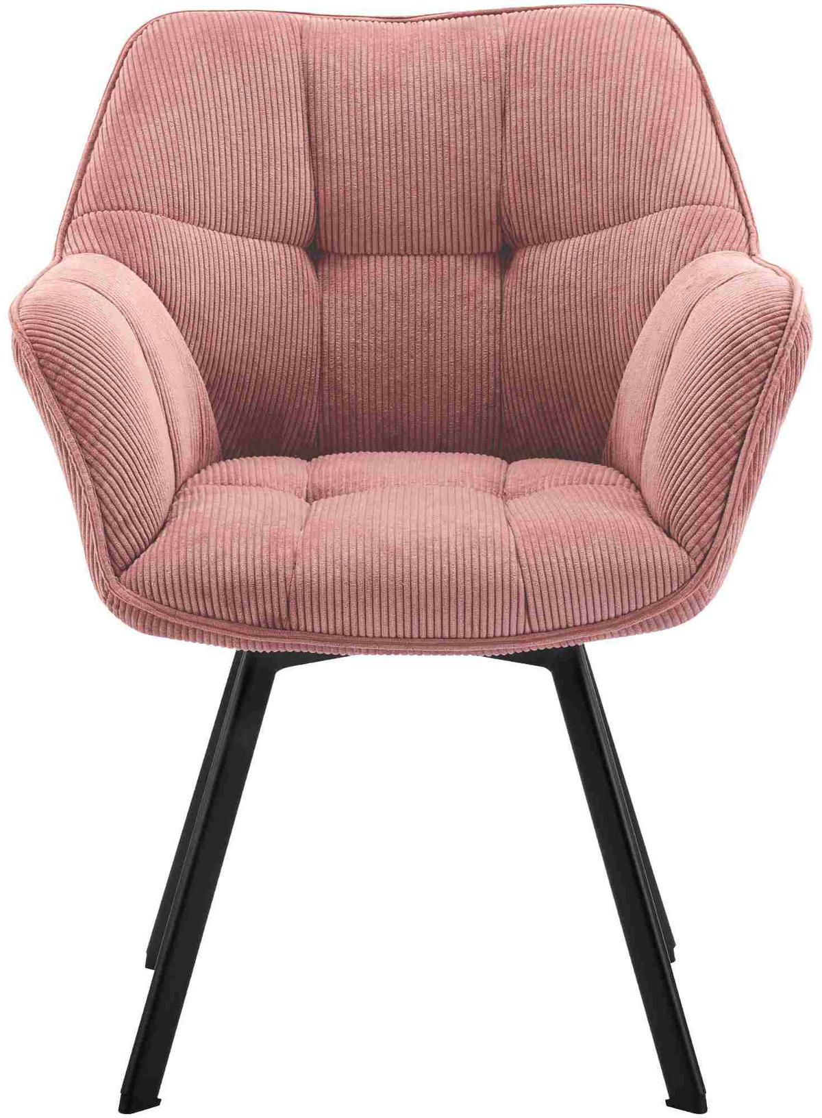 ARMLEHNENSTUHL Cord Rosa - Schwarz/Rosa, Textil/Metall (60/81/59cm) - CLP