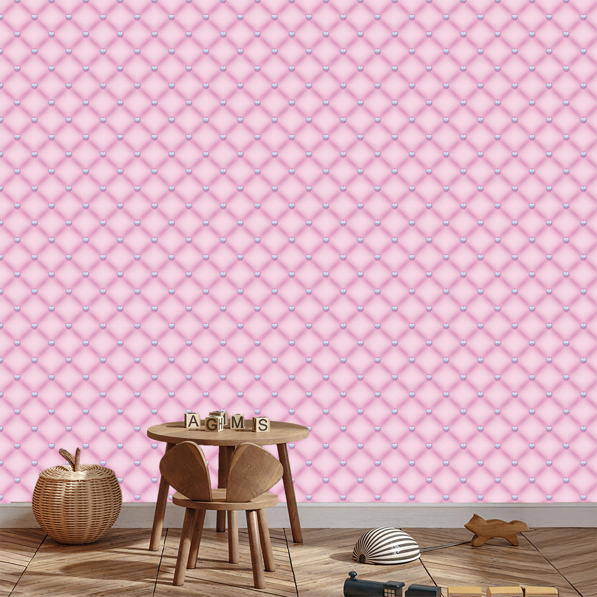 VLIESTAPETE Steppmuster in 3D-Optik – Rosa – 50x1000 cm - Rosa, Papier (50/1000cm) - Muralo