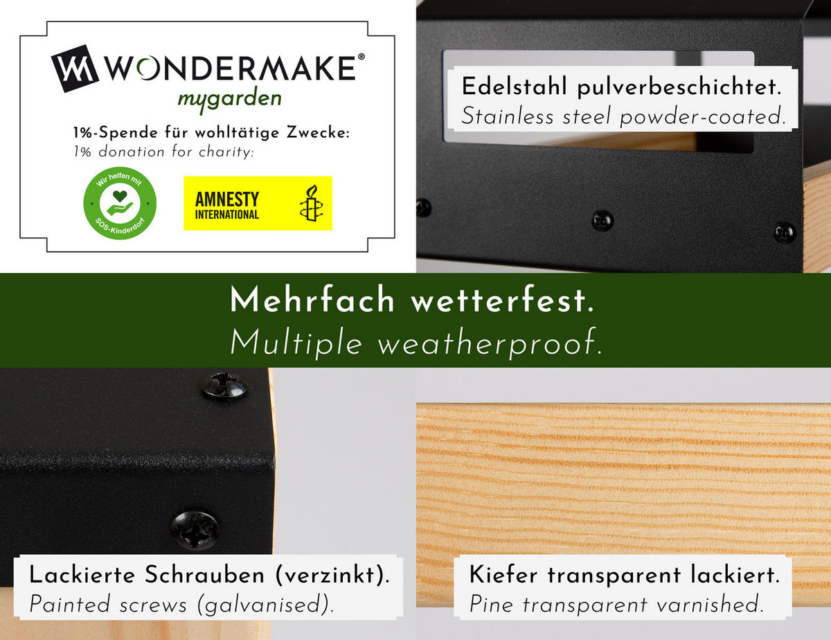 VOGELFUTTERSPENDER 2er Set aus Metall & Edelstahl - Schwarz, Metall (20/14/14cm) - WONDERMAKE