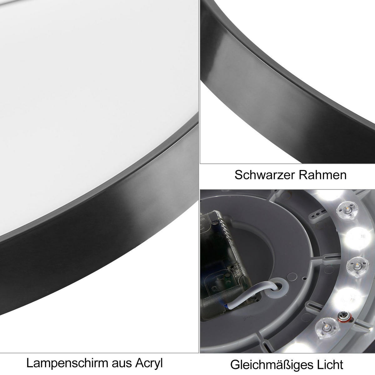 LED-DECKENLEUCHTE Roland 28/28/3 cm - Schwarz, Kunststoff (28/28/3cm) - Nettlife