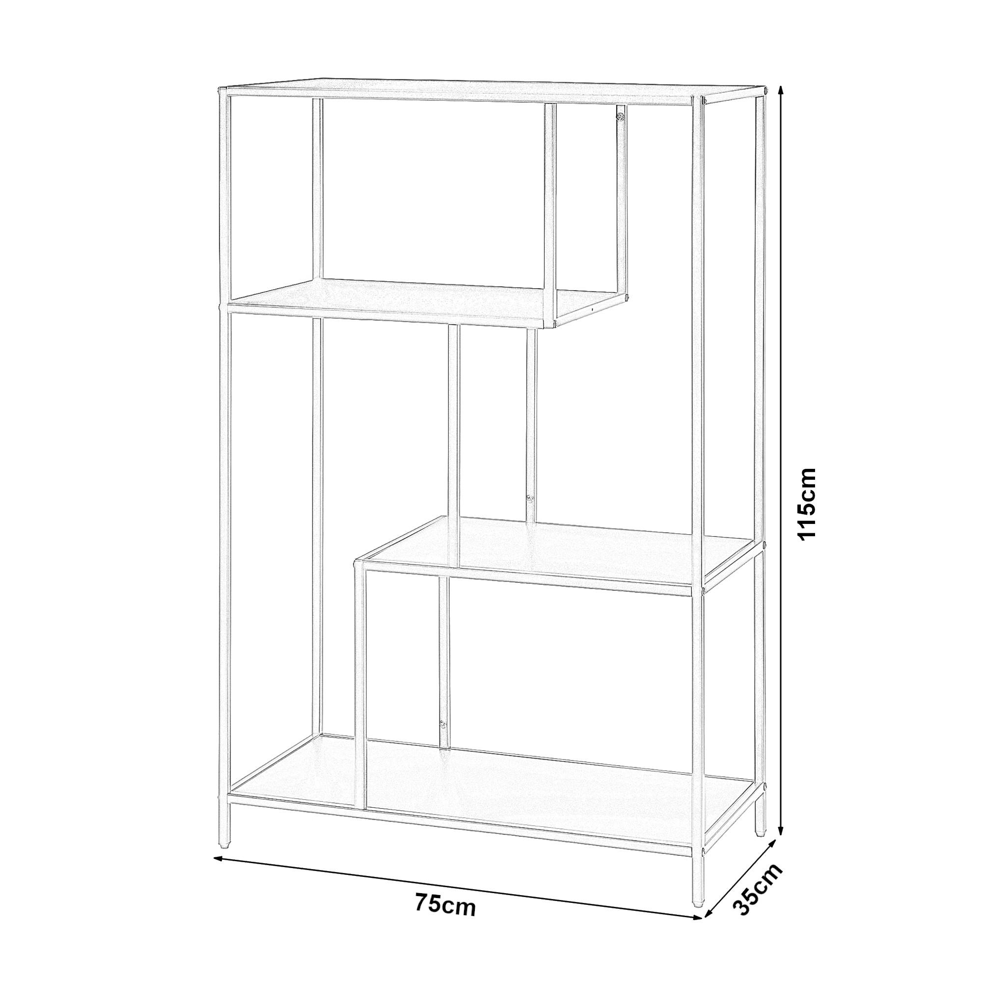BÜCHERREGAL Reisjärvi - Weiß, Metall (75/115/35cm) - [en.casa]
