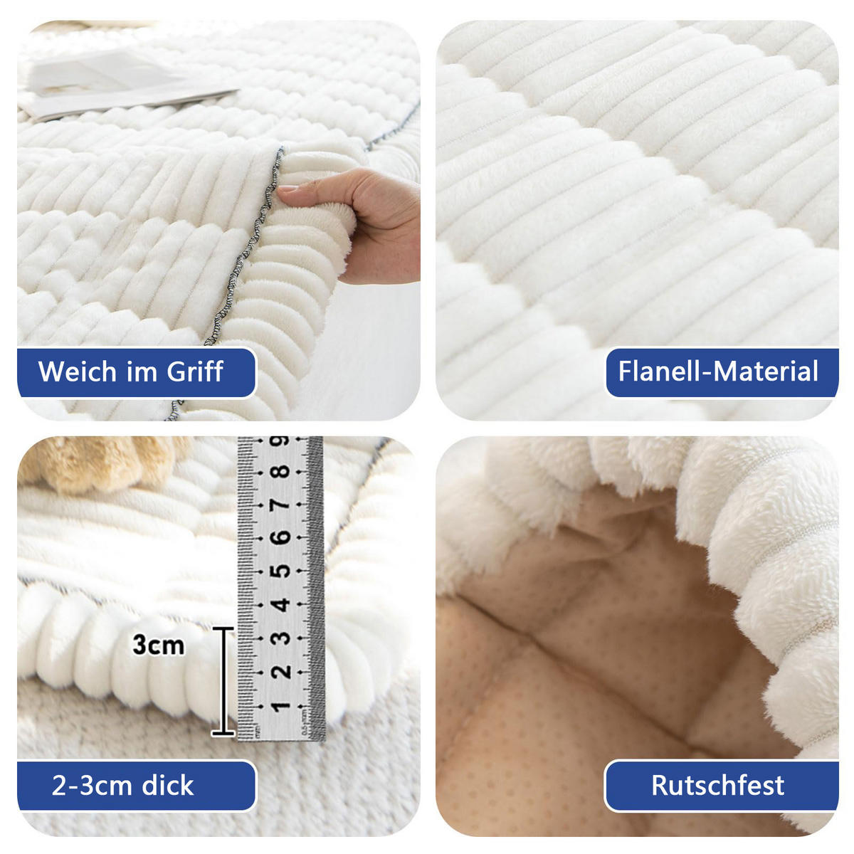 SOFADECKE Dicke Rutschfest 1 Stück - Weiß, Textil (70/150cm) - Kaket