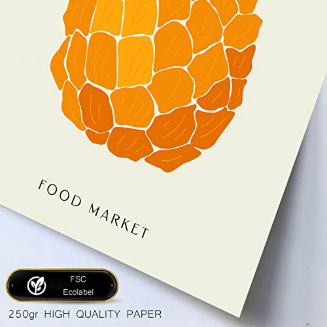 POSTER Set Mit 6 Lebensmittel Und Ernährungs Tropische Früchte Natur Und Botanikdrucke Für Innenarchitektur A3 & A4 Weißer Rahmen - Weiß, Papier (29/3cm) - Nacnic