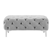 SITZHOCKER - 1 Person - Samt, Stoff - Hellgrau - EDWINA - Hellgrau, Textil (103/44/62cm) - Vente-Unique