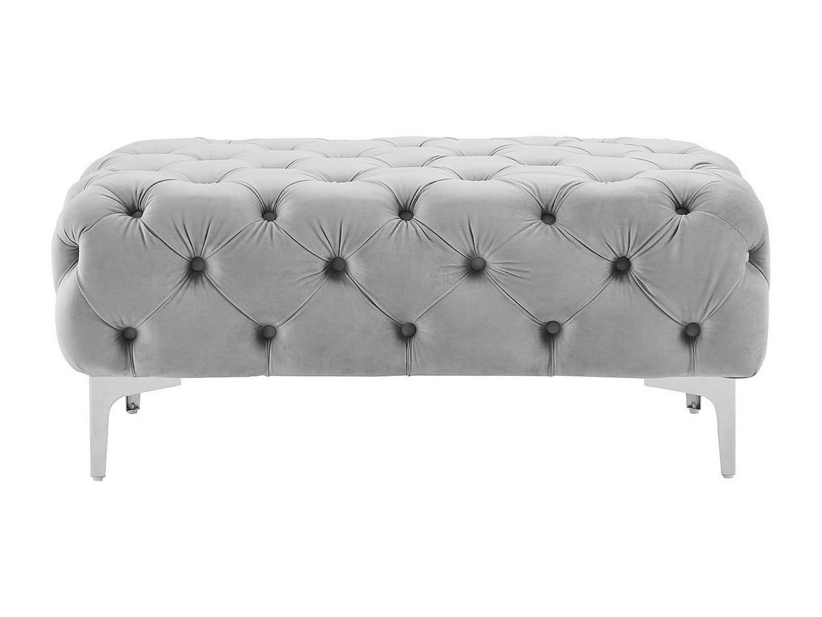 CHESTERFIELD-HOCKER - Samt - Hellgrau - EDWINA - Hellgrau, Textil (103/44/62cm) - Vente-Unique