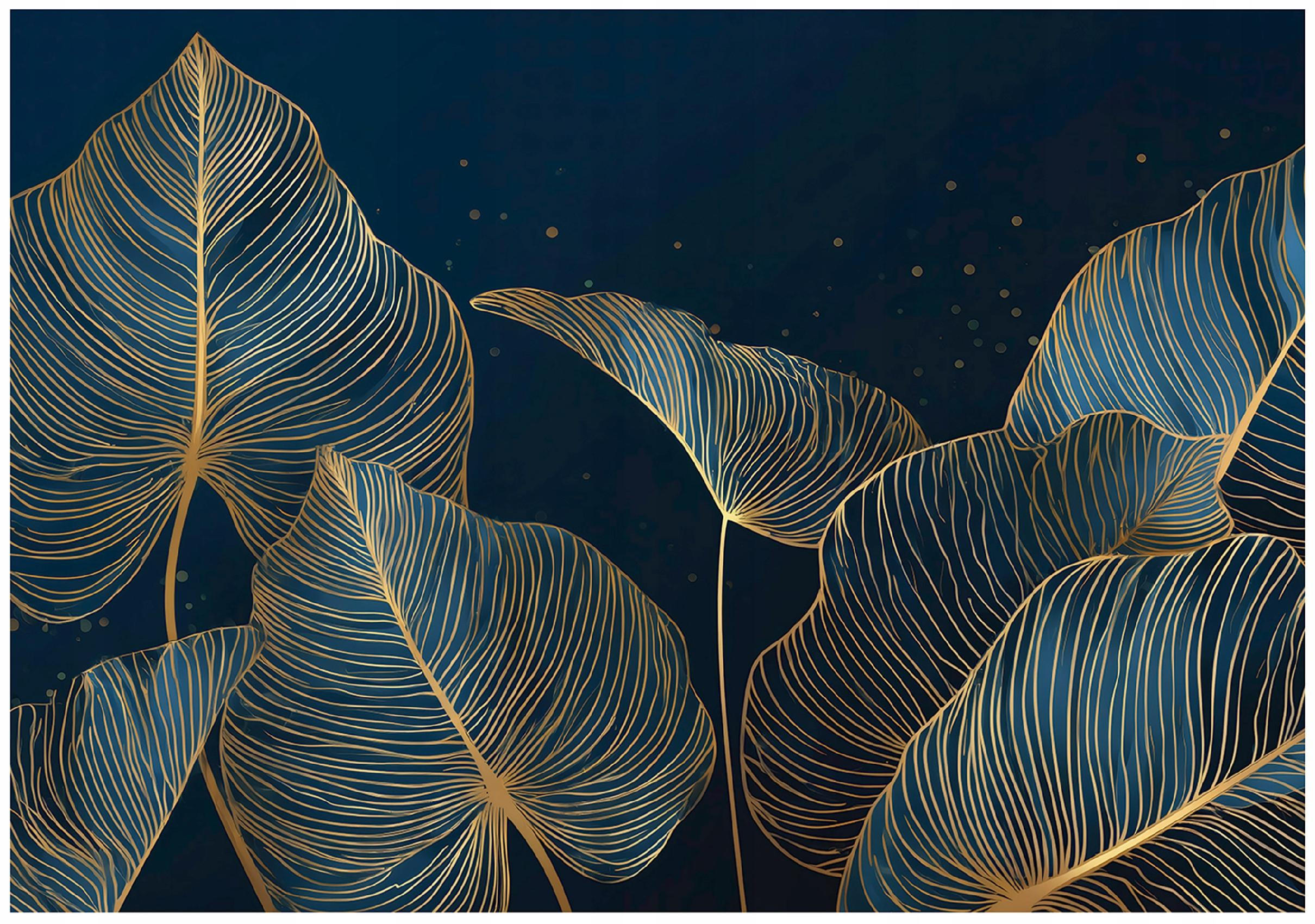 FOTOTAPETE Blätter Glamour Blau 400x280 cm - Multicolor, Papier (400/280cm) - Wallarena