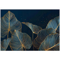 FOTOTAPETE Blätter Glamour Blau 400x280 cm - Multicolor, Papier (400/280cm) - Wallarena