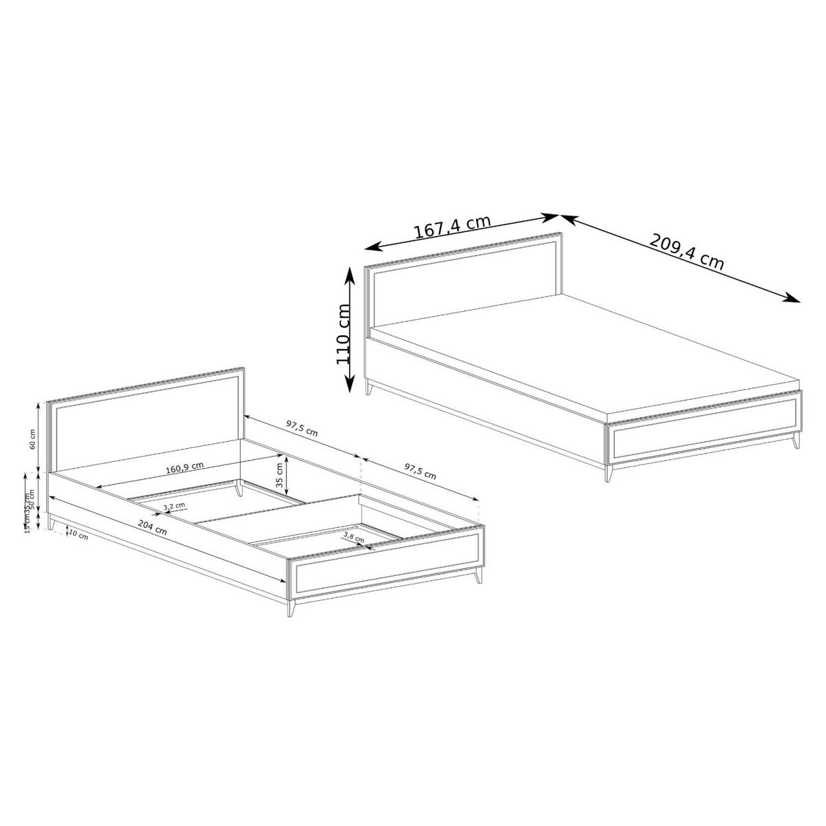 BETT MIT BETTKASTEN Windsor W-16 160 x 200 cm Kaschmir - Kaschmir/Eichefarben, Eichenholz/Holzwerkstoff (160/200cm) - Koseto