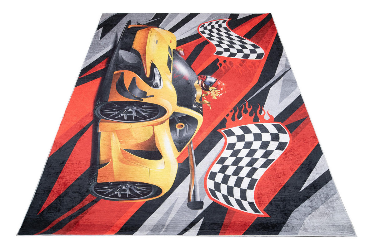 TEPPICH EMMA Rot Grau Gelb 120/170 cm - Gelb/Rot, Kunststoff (120/170cm) - Tapiso