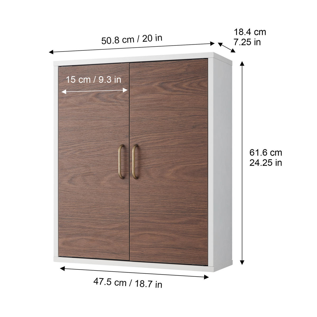 HÄNGESCHRANK Weiß-Braun - Weiß, Holzwerkstoff (18.4/61.6/61.6cm) - Teamson Home