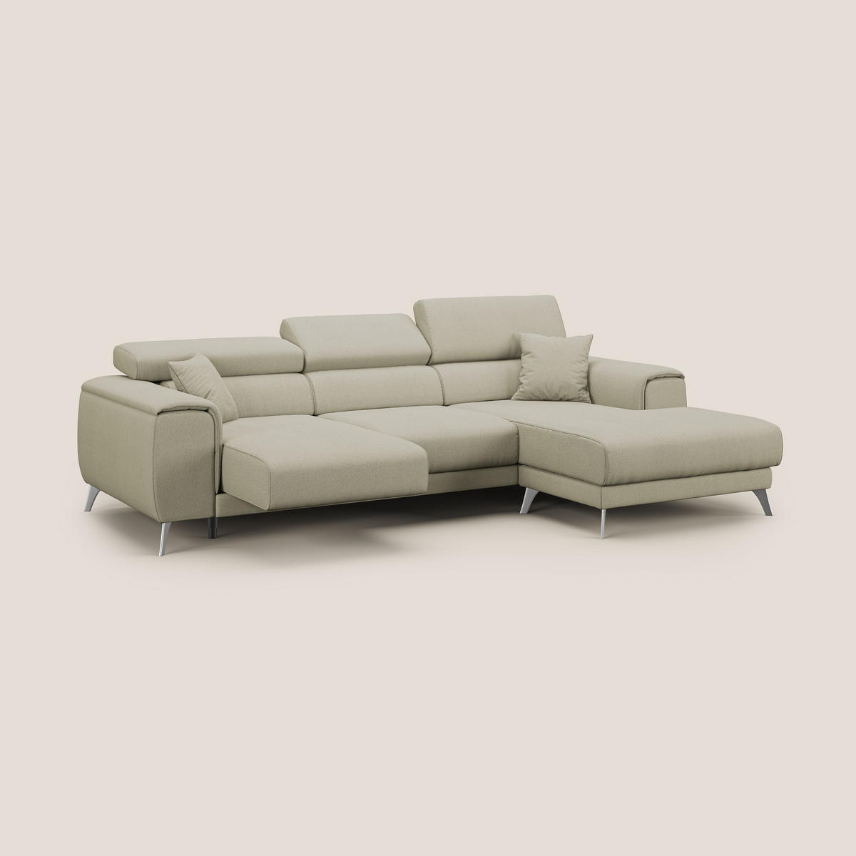 ECKSOFA RECHTS Fusion - Creme, Textil (260/102cm) - Divani.store