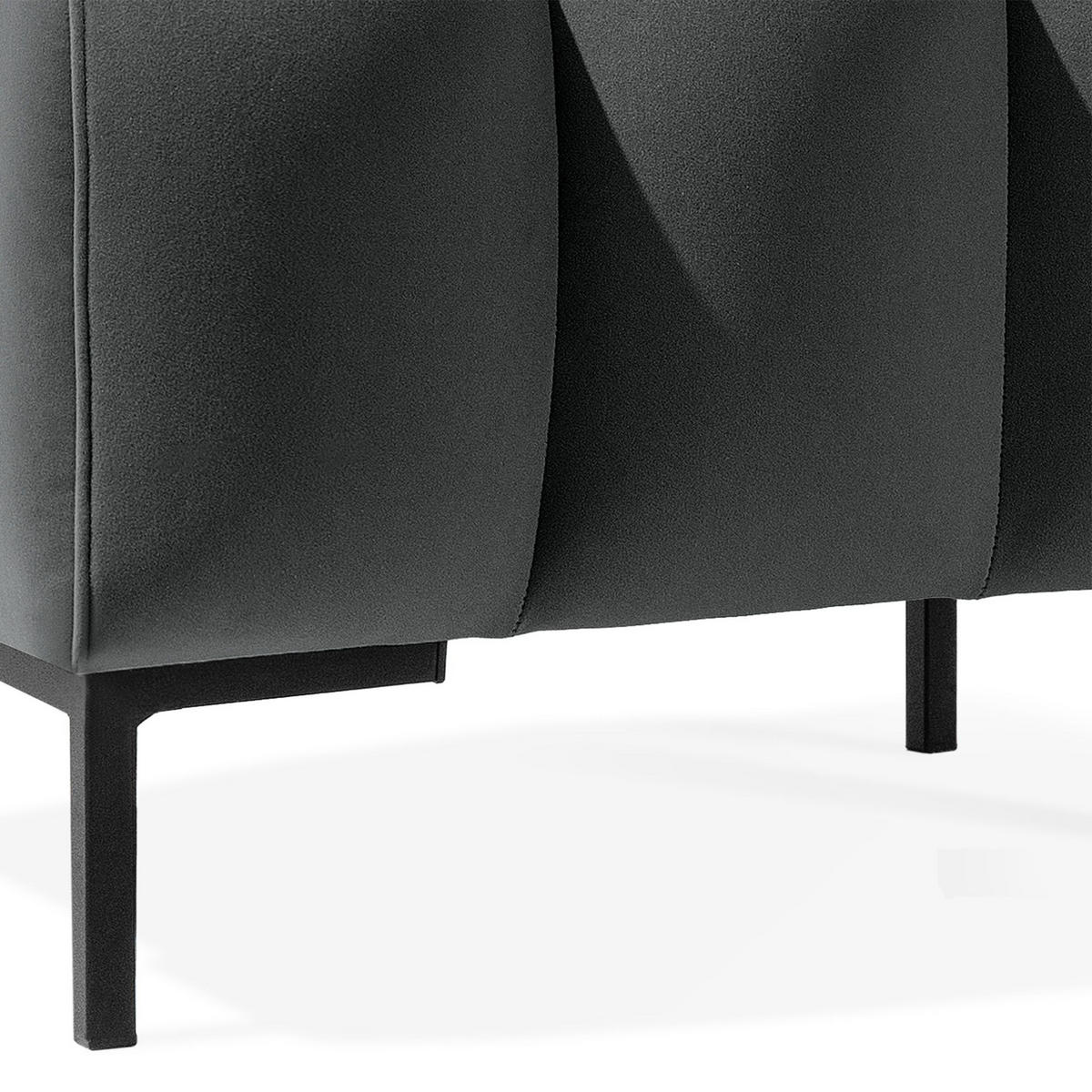 SITZHOCKER Polsterhocker PECCO, Veloursstoff - Dunkelgrau/Schwarz, Holz/Textil (60/50/50cm) - KONSIMO®