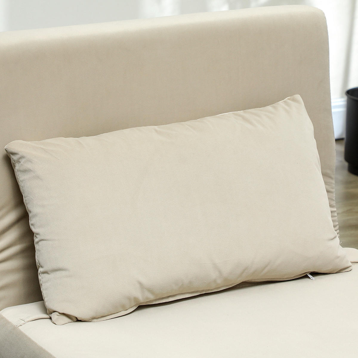 SCHLAFSESSEL mit Bettfunktion 72 x 190 cm Samtoptik Beige - Beige, Holz (78/79/72cm) - Meubliv