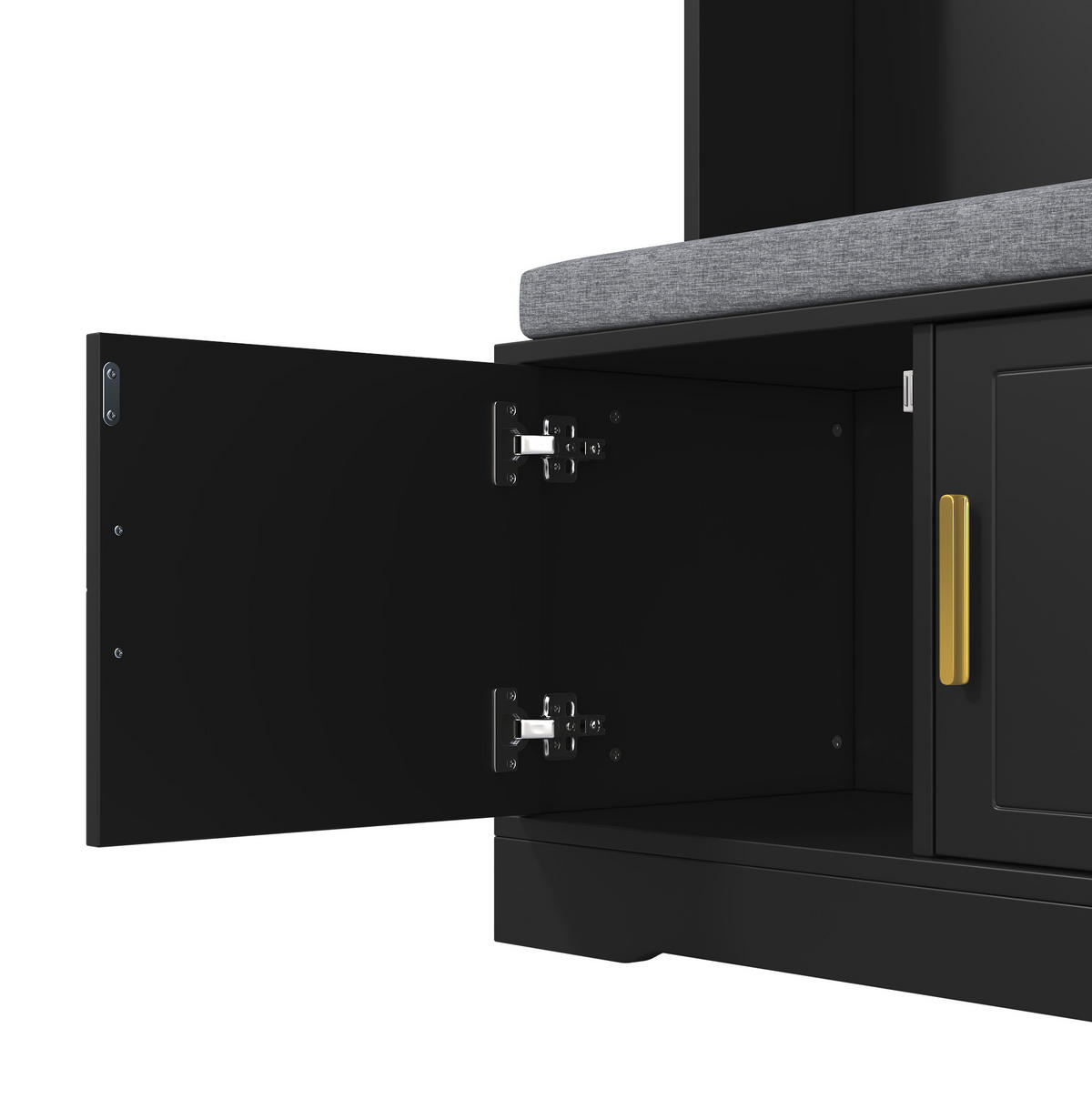 GARDEROBE 120/191/40 cm Schwarz aus Spanplatte mit Sitzbank und Schuhablage - Schwarz, Holzwerkstoff (40/191/120cm) - OKMYHOME