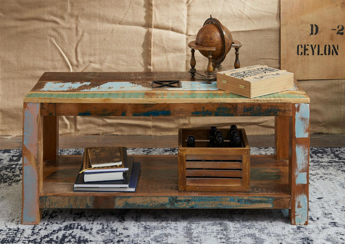 COUCHTISCH Altholz 110x45x50 mehrfarbig lackiert NATURE OF SPIRIT #107 - Multicolor, Holz (110/45/50cm) - Massivmoebel24