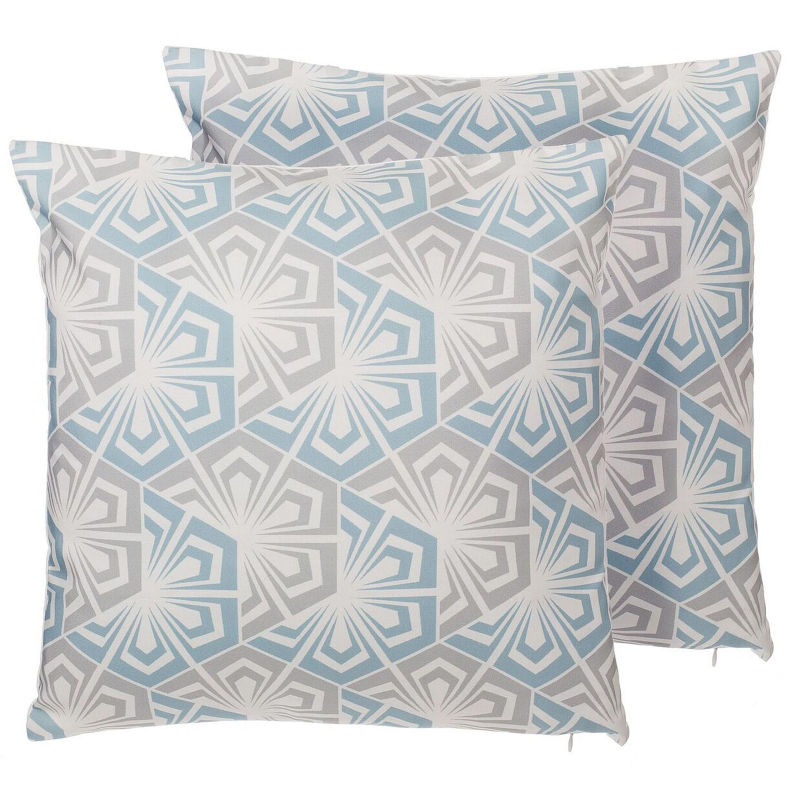 DEKOKISSEN 2er-Set Hellblau 45/45 cm Primrose - Hellblau, Textil (45/45cm) - Beliani